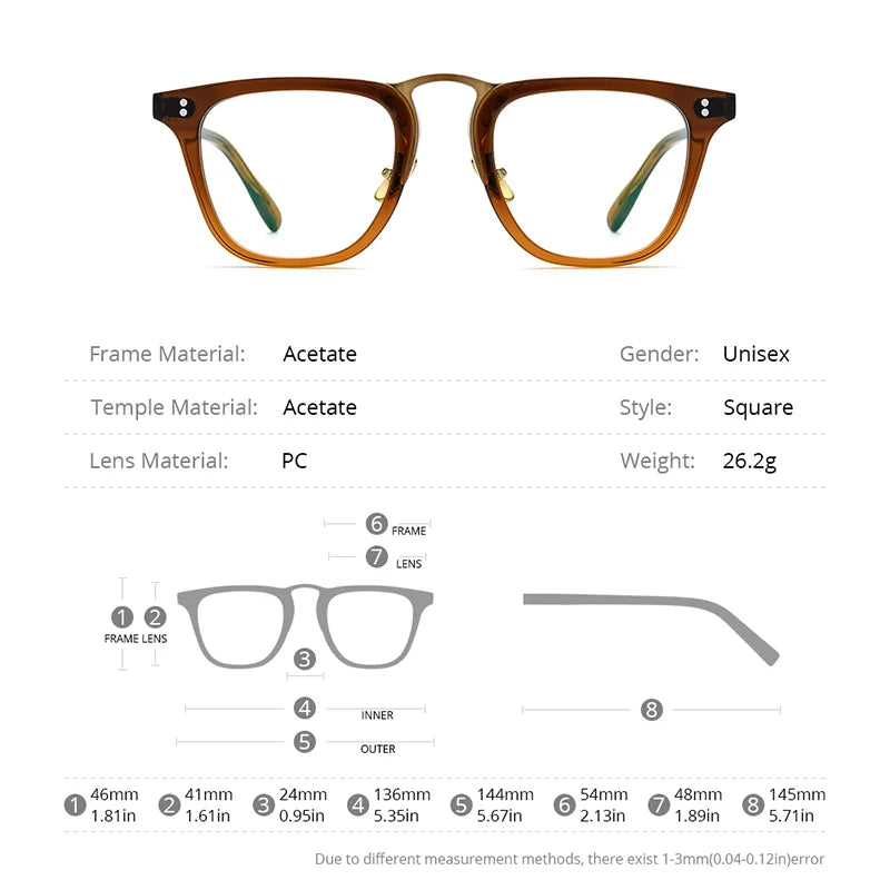 Lunettes en acétate HEPIDEM pour hommes, lunettes de vue carrées vintage rétro 2022 pour femmes, lunettes 9214