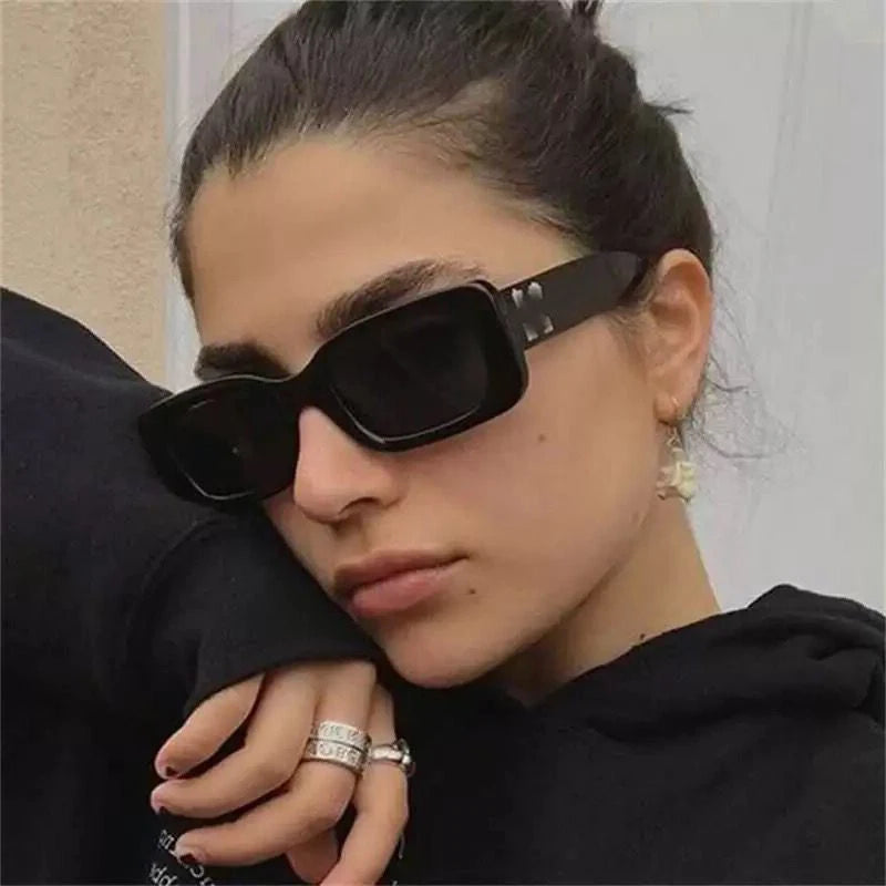 Cycling Rectangle Sunglasses Women Men Shades Retro Square Black Sun Glasses Luxury Brand Eyeglasses Decoration Eyewear