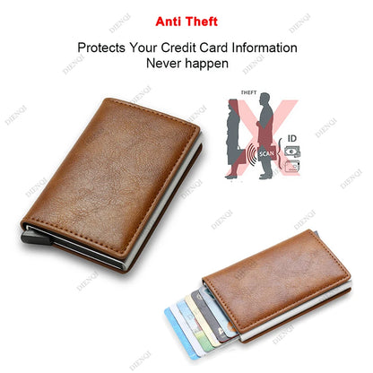 Porte-cartes de crédit antivol Rfid, portefeuille intelligent et minimaliste, poche pour hommes et femmes, porte-cartes fin, étui pour cartes de crédit, sac à main