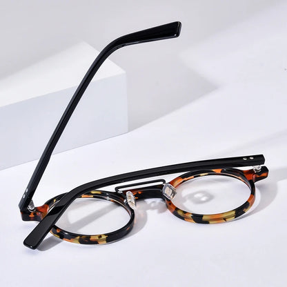 HEPIDEM Acetate Glasses Eyeglasses Men 2024 New Vintage Retro Round Frame Women Spectacles Eyewear H9194