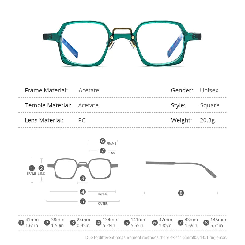 HEPIDEM Acetate Eyeglasses Men 2022 Vintage Retro Square Glasses Frame Women Spectacles Eyewear 9196