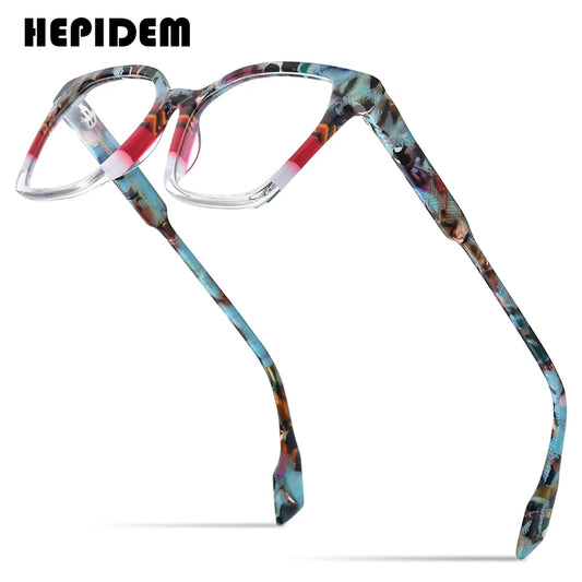 HEPIDEM Multicolor Acetate Glasses Men Retro Square Eyeglasses Women 2022 Spectacles Eyewear 9252