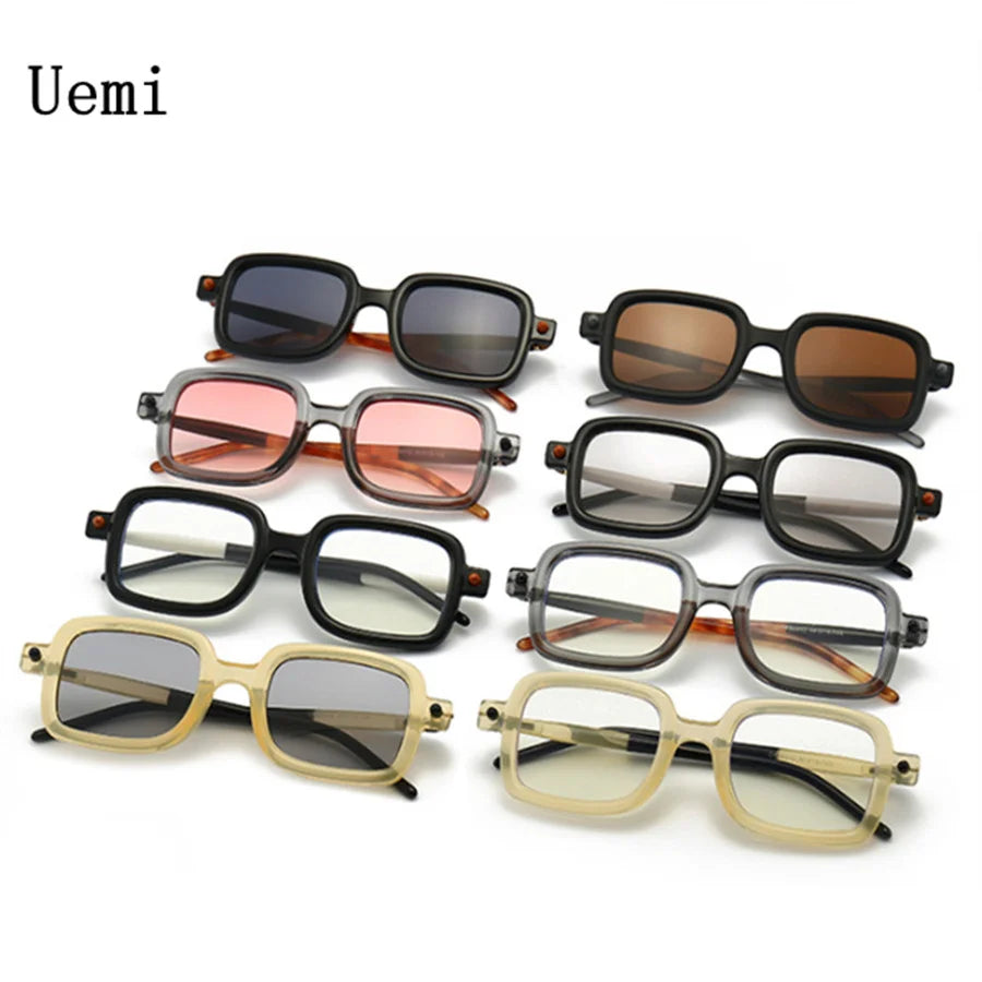 New Fashion Retro Square Sunglasses For Women Men Luxury Brand Clear Anti Blue Light Glasses Frame Famale Rectangle Shades UV400