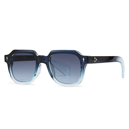 SHAUNA Lunettes de soleil rétro carrées pour hommes et femmes, tendance, rivets métalliques, punk, dégradé, UV400