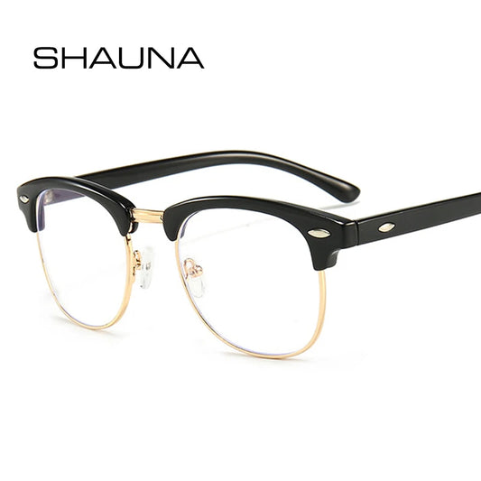 SHAUNA Vintage Men Retro Style Black Frame Plain Glasses Fashion Women Nail Decoration Eyeglasses Optical Frame Glasses