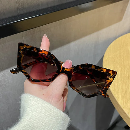 SHAUNA Retro Irregular Polygon Cat Eye Sunglasses Women Shades UV400