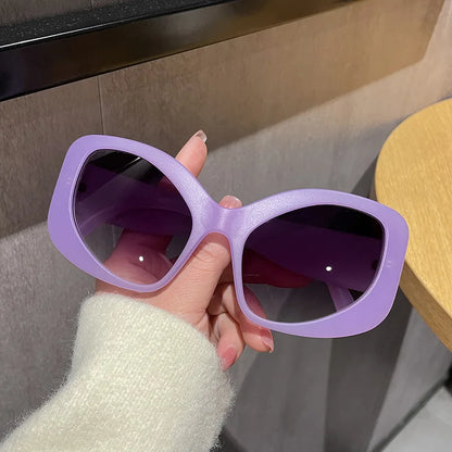 SHAUNA Fashion Oversized Cat Eye Women Sunglasses Shades UV400 Retro Men Matte Candy Color Sun Glasses