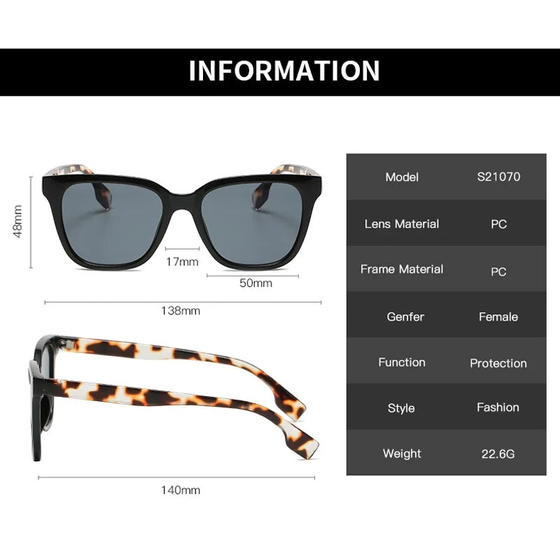 Vintage Square Sunglasses Women Brand Retro Rectangle Small Frame Leopard Sun Glasses Female Travel Hip-hop Eyewear UV400