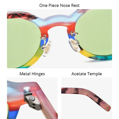 HEPIDEM Colorful Acetate Polarized Sunglasses Men 2024 New Trendy Retro Design Square Sun Glasses UV400 Women Shades H9368T