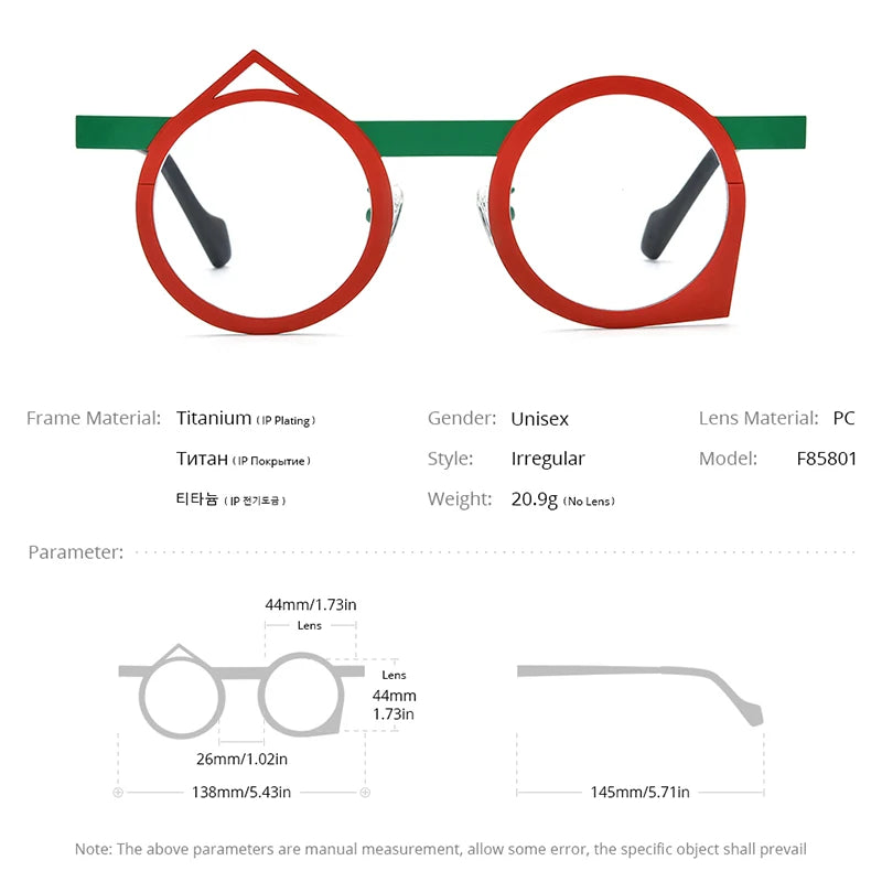 Lunettes en titane pur FONEX pour hommes, lunettes colorées irrégulières en forme de Q, nouvelles lunettes pour femmes 2024 F85801