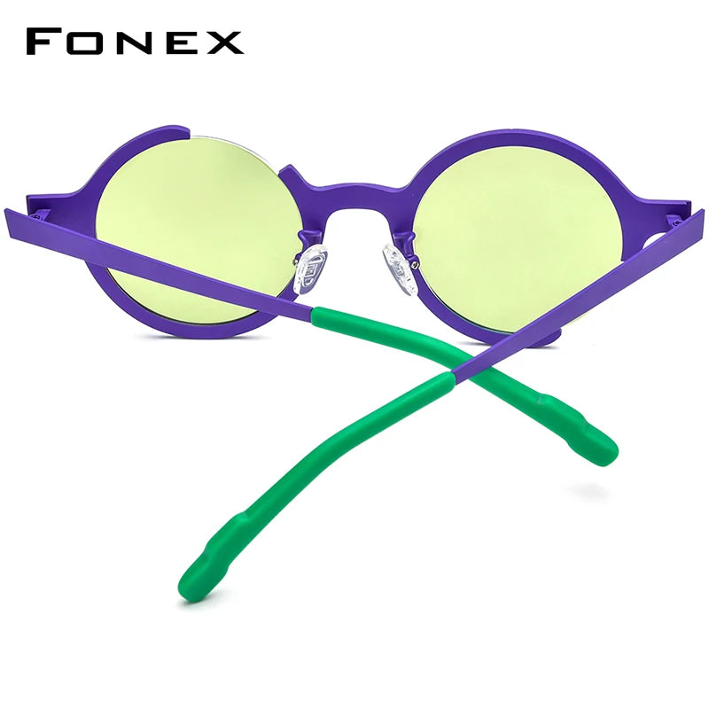 FONEX Titan Sonnenbrille Damen 2024 Neu Retro Vintage UV400 Rund Polarisiert Sonnenbrille für Herren Shades F85808T