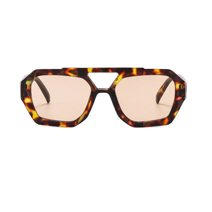 Retro Doppelsteg Sonnenbrille für Damen mit großem Rahmen, Leopardenmuster, braun, Farbverlauf, Brillenmode, Luxus-Designer-Sonnenbrille für Herren