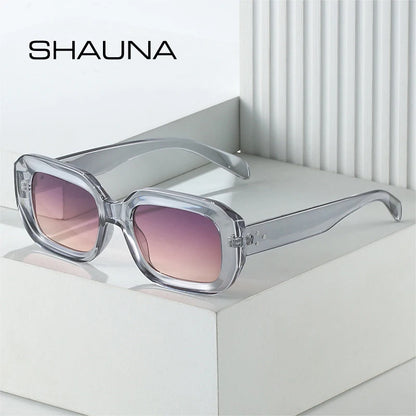 SHAUNA Retro Polygon Square Sunglasses Fashion Gradient Shades UV400 Men Rivets Sun Glasses