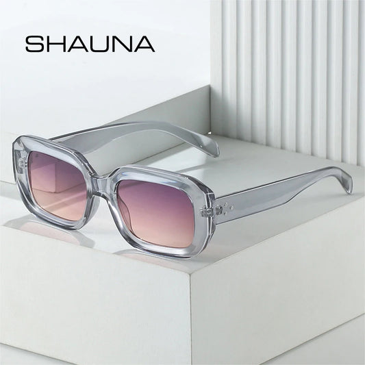 SHAUNA Retro Polygon Quadrat Sonnenbrille Mode Farbverlauf Shades UV400 Männer Nieten Sonnenbrille