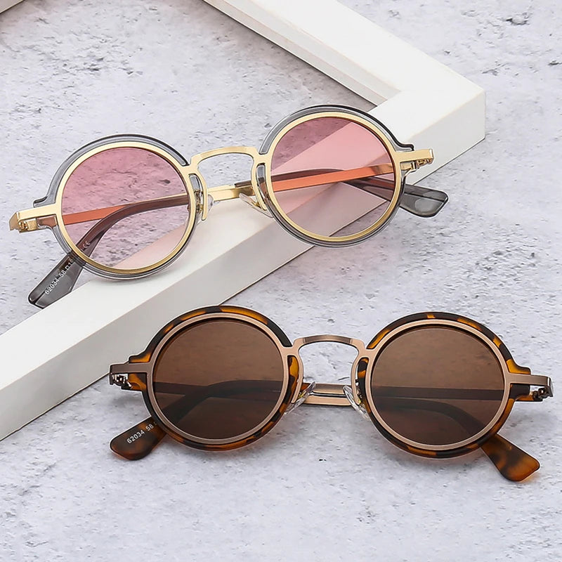 SHAUNA Ins Popular Fashion Small Round Sunglasses Women Retro Punk Gradient Eyewear Men Shades UV400 Green Tea Sun Glasses