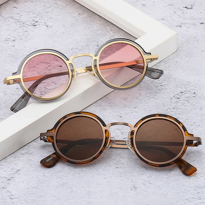 SHAUNA Ins Popular Fashion Small Round Sunglasses Women Retro Punk Gradient Eyewear Men Shades UV400 Green Tea Sun Glasses