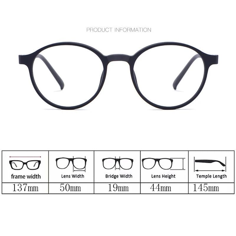 ZIROSAT 3050 Ultralight Titanium TR90 Myopia Glasses Retro Round Optical Prescription Eyeglasses Frame Men And Women