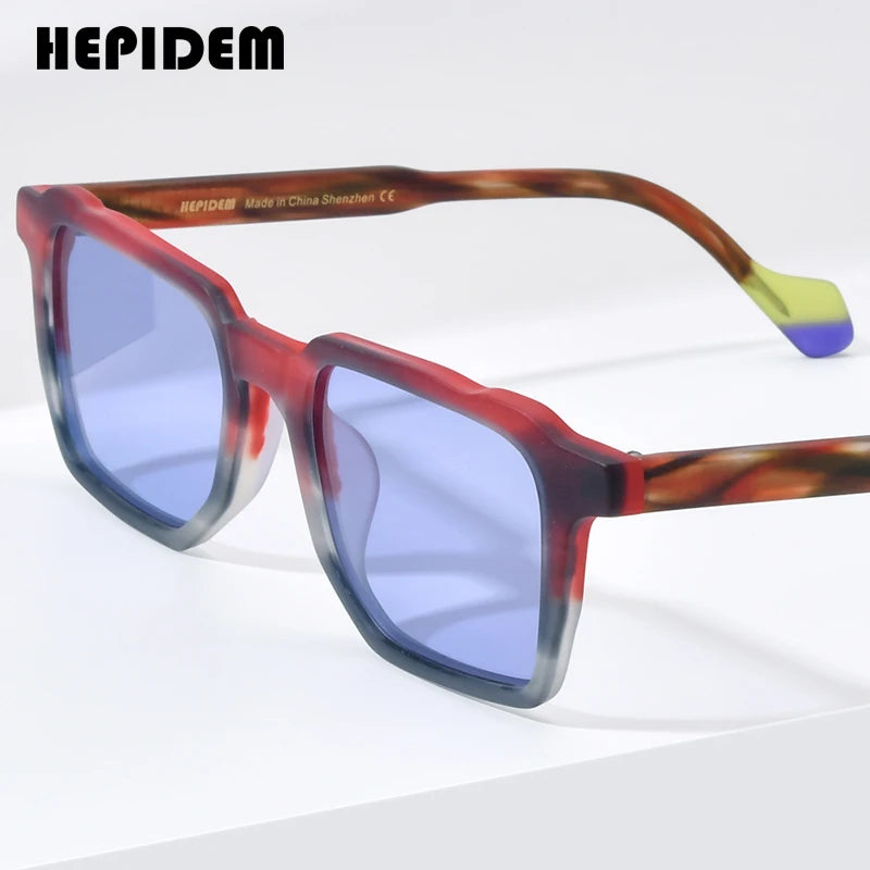 HEPIDEM Matte Acetate Polarized Sunglasses Men Retro Trendy Design 2023 Square Colorful UV400 Sun Glasses Women Shades H9287T