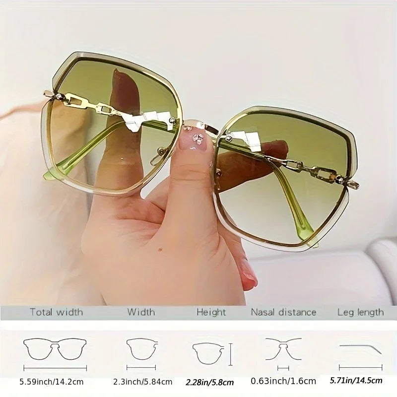 Vintage Quadrat Sonnenbrille Frau Klassische Retro Gradienten Spiegel Rahmenlose Sonnenbrille Weibliche Mode Randlose Oculos De Sol