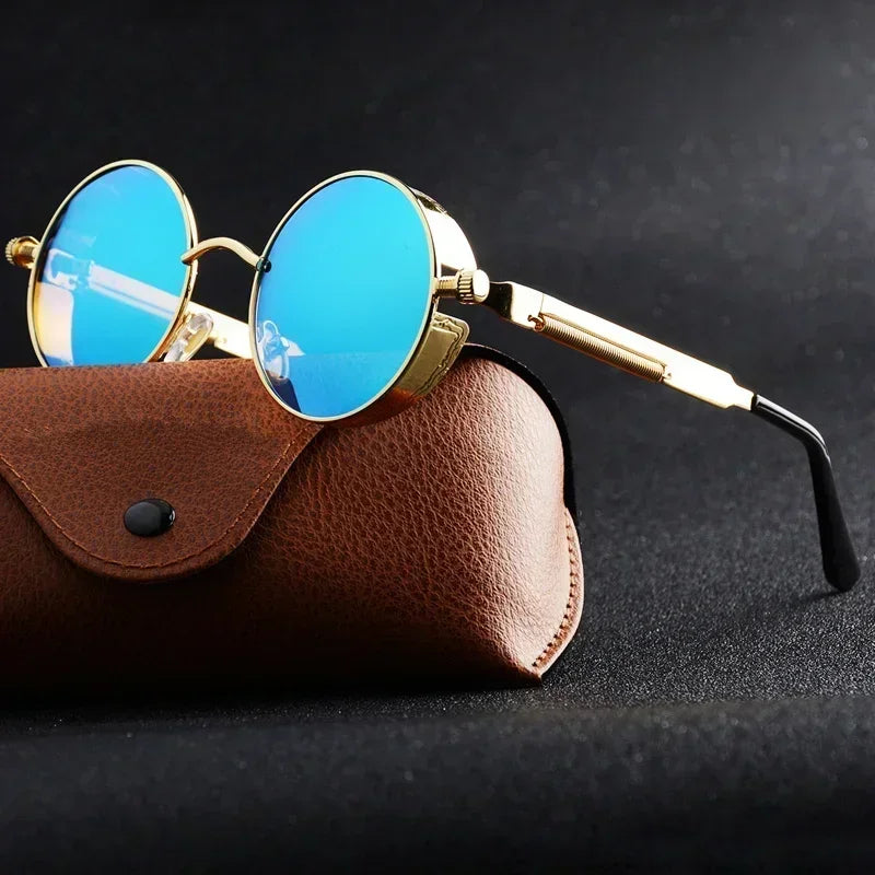 Classic Gothic Steampunk Sunglasses Luxury Brand Designer High Quality Men and Women Retro Round Metal Frame Sunglasses UV400