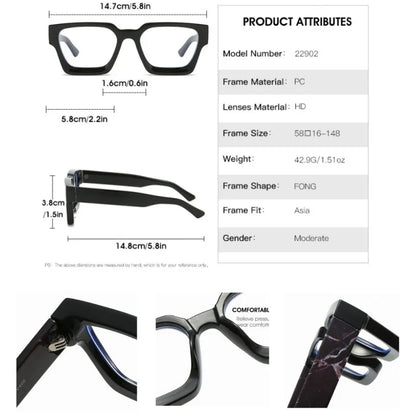 Lunettes de lecture carrées anti-lumière bleue pour femmes et hommes, monture simple et transparente, verres optiques, vente en gros