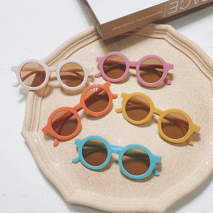 Children Cute Cartoon Small Frame Sunglasses Kids Round Glasses Baby Fashion Colors Sunglasses Boys Girls Sun Protection Eyewear