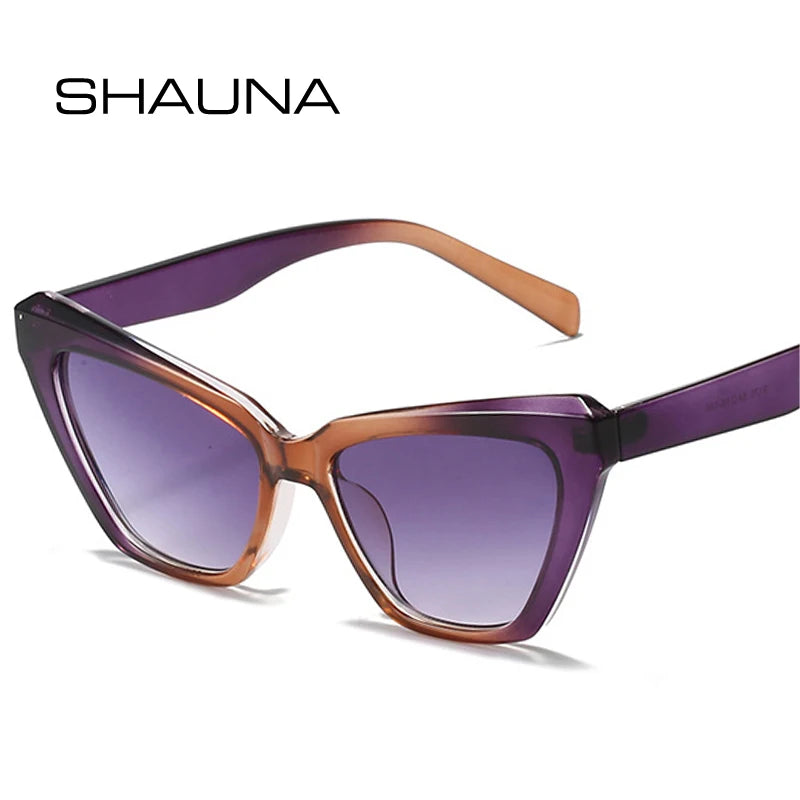 SHAUNA Cat Eye Damen Sonnenbrille Fashion Gradient Shades UV400 Herren Retro Polygon Orange Lila Sonnenbrille