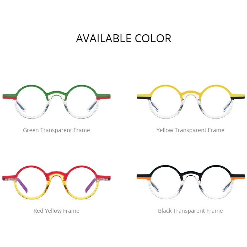 HEPIDEM Multicolor Acetate Glasses Men Retro Round Eyeglasses Women Frame Spectacles Eyewear 9243