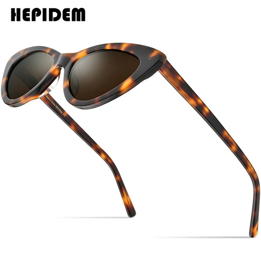 HEPIDEM Acetate Polarized Sun Glasses Women 2022 New Cat Eye Cateye Sunglasses for Woman Shades 9104T