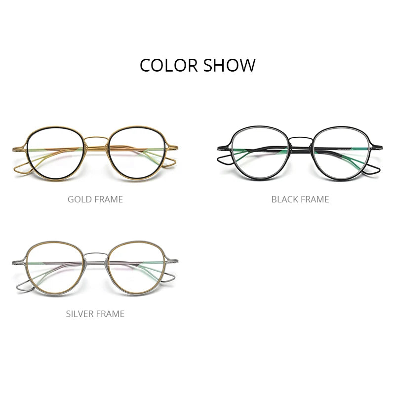 FONEX Titanium Eyeglasses Men Vintage Round Glasses Frame Women Eyewear with Titanium Ineer Ring F85688