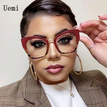 New Fashion Women Blue Light Glass Cat Eye Glasses Frame Leopaard Eyeglasses For Female Retro Computer Claear Reading Clear Fram