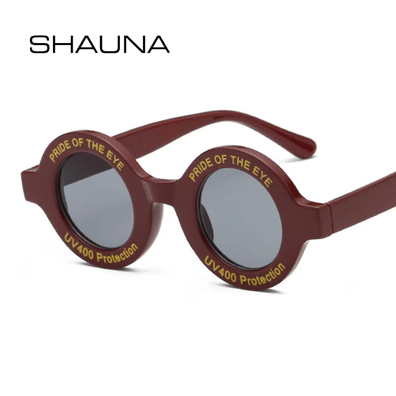 SHAUNA Ins Popular Retro Small Round Sunglasses Women Letter Frame Fashion Anti-Blue Light Glasses Frames