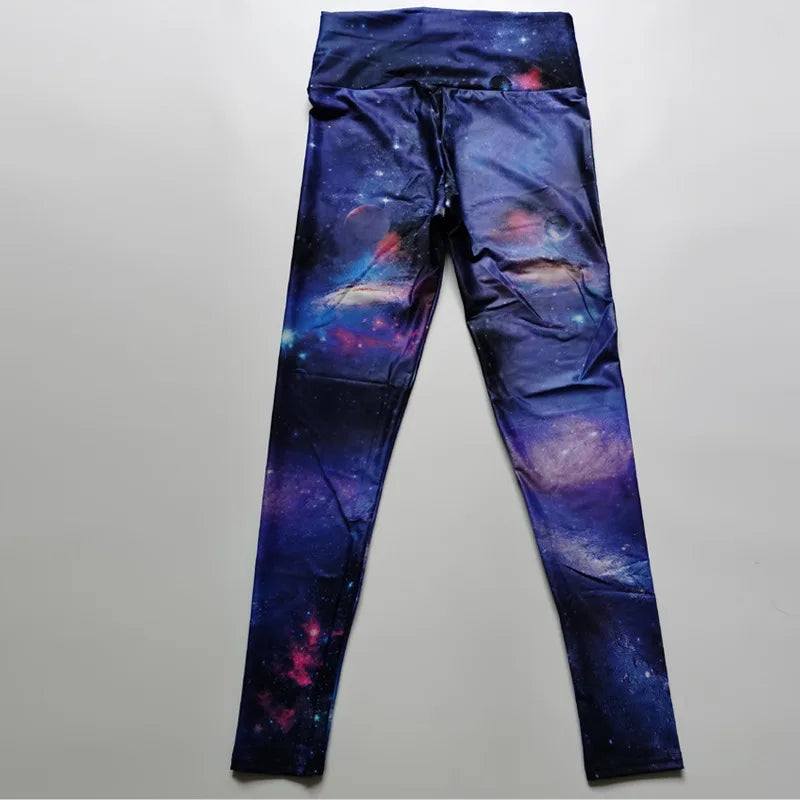 FCCEXIO Galaxy Planet Pattern Print Women Pants Push Up Running Sports Sexy Leggings Slim Pants New Trousers Fitness Legging