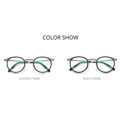 FONEX Acetate Alloy Glasses Men Women Vintage Round Frames Eyeglasses Screwless Korean Eyewear F1012