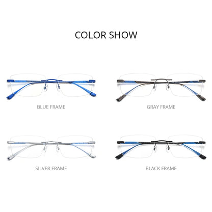 FONEX Pure Titanium Glasses Men Rimless Square Eyeglasses 2020 Women Frameless Frame Eyewear 8555