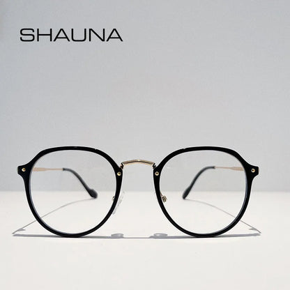 SHAUNA Anti-Blue Light Retro Round Glasses Frame Ultralight Fashion Optical Frames Computer Glasses