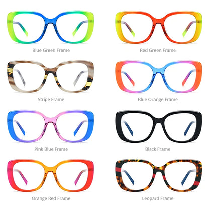 Lunettes de vue en acétate multicolore HEPIDEM pour femmes Lunettes de vue œil de chat de créateur Lunettes de vue pour dames 9262