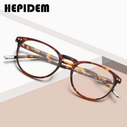 HEPIDEM Acetate Eyeglasses Frame Men Retro Vintage Round Glasses Nerd Women Spectacles Eyewear 9139