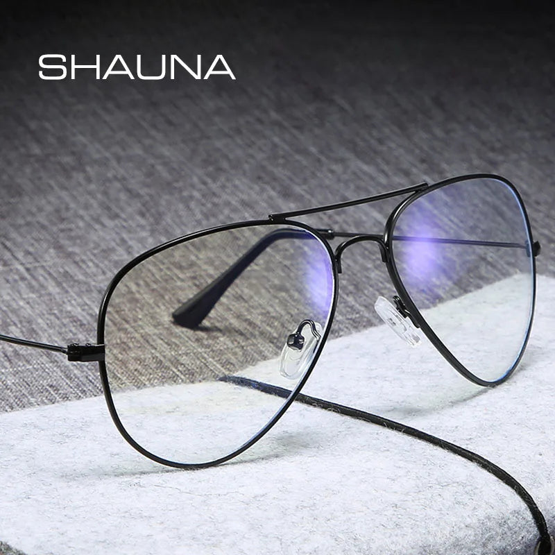 SHAUNA Anti-Blue Light Computer Glasses Eternal classics Metal Pilot Optical Frames