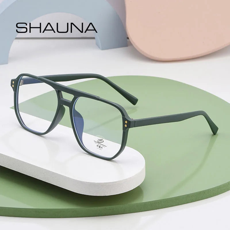 SHAUNA Anti Blue Light TR90 Retro Rivets Macaron Glasses Frames Women Fashion Men Optical Computer Glasses