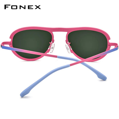 FONEX Lunettes de soleil polarisées en titane pur pour hommes Lunettes de soleil d'aviation classiques Lunettes de soleil de pilote de haute qualité pour hommes UV400 Shades F85800T