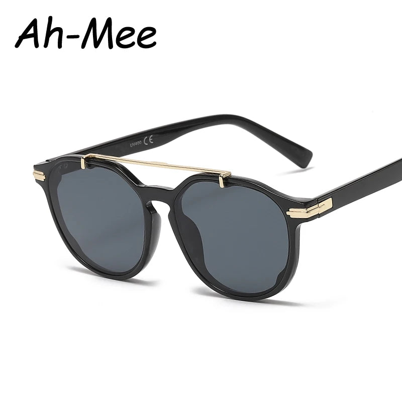 Fashion Round Sunglasses Women Luxury Brand Designer Double Beam Sun Glasses Men UV400 Black Shades Eyeglasses Gafas De Sol