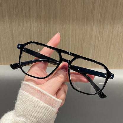 SHAUNA Fashion Double Bridges Women Glasses Frame Clear Anti-Blue Light Eyewear Men Optical Rivets Frame