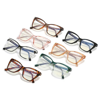 SHAUNA TR90 Cat Eye Women Glasses Frame Fashion Clear Anti-blue Light Eyewear Retro Spring Hinge Men Optical Frame