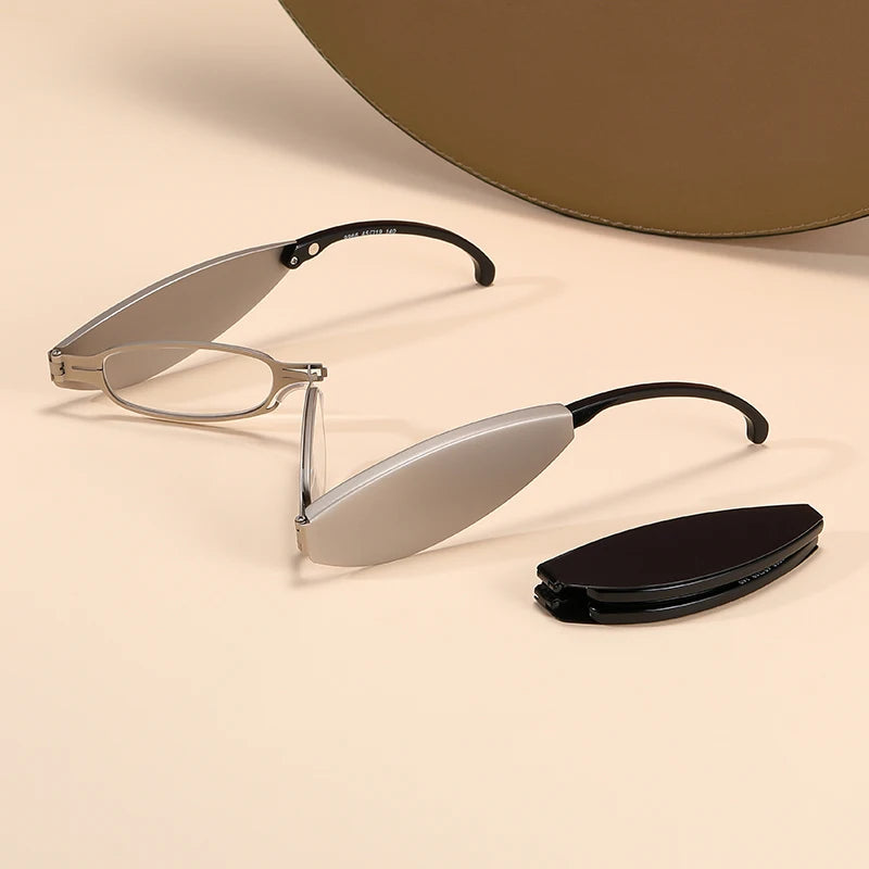 Lunettes de lecture pliables anti-lumière bleue portables avec étui pour hommes et femmes, lunettes télescopiques pour presbytie, lunettes pour personnes âgées