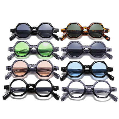 SHAUNA Nouvelles lunettes de soleil carrées polygonales pour femmes, verres ronds de couleur bonbon, lunettes de soleil UV400 pour hommes