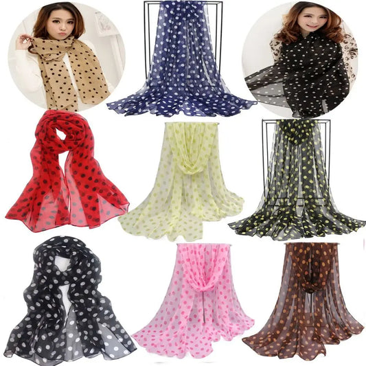 Conditioner Shawl Head Wraps Neckerchief Headband Chiffon Scarf Silk Scarf Ladies Women's Scarves Shawl Polka Dot Scarf