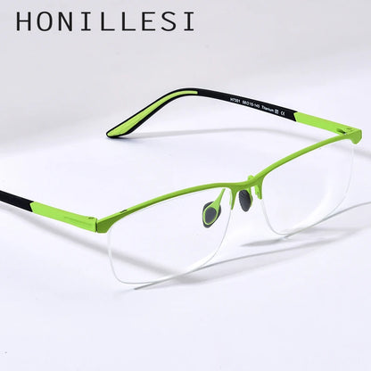 HONILLESI Titanium Eyeglasses Frame Men Basketball Outdoor Ultralight Eye Glasses Frame 2024 New Sports Half Eyewear H7301