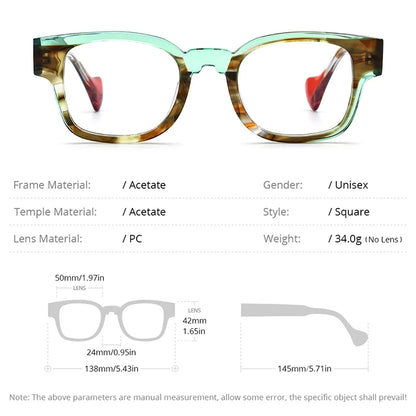 HEPIDEM Acetate Glasses Men 2024 New Women Fashion Square Eyeglasses Spectacles Eyewear H9357