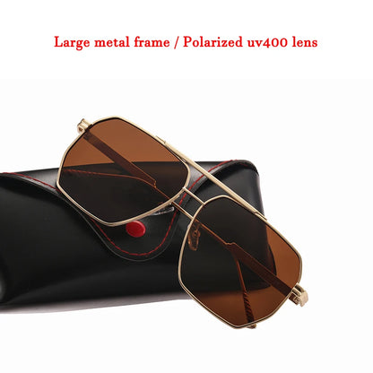 Brand Designer Large Metal Polarized Sunglasses For Men Cool Sun Glasses Women Driving Shades Fashion Male Oculos Female Gafas